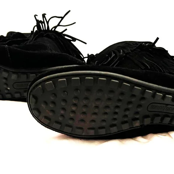 * MINNETONKA * 2-Layer Fringed Boots Size 10 - Picture 3 of 5